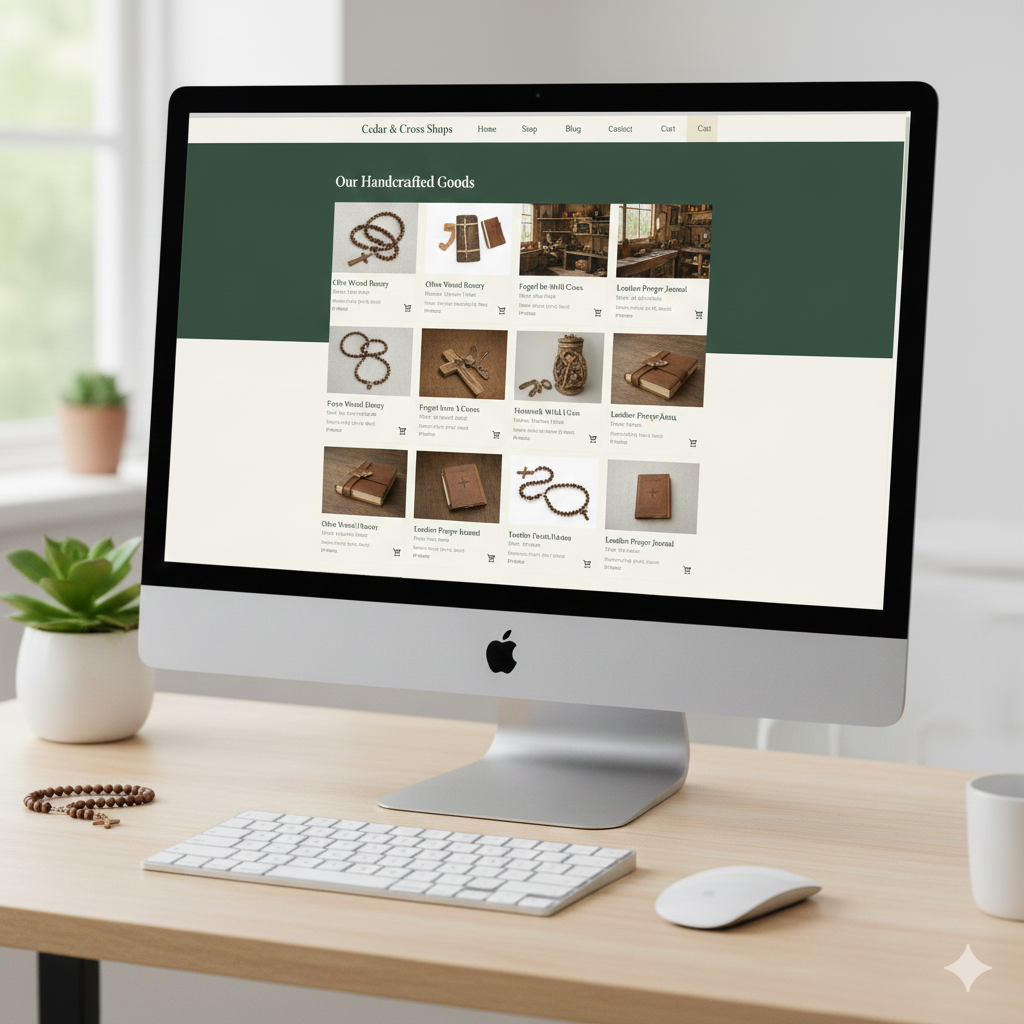 Product collection grid for Catholic gifts