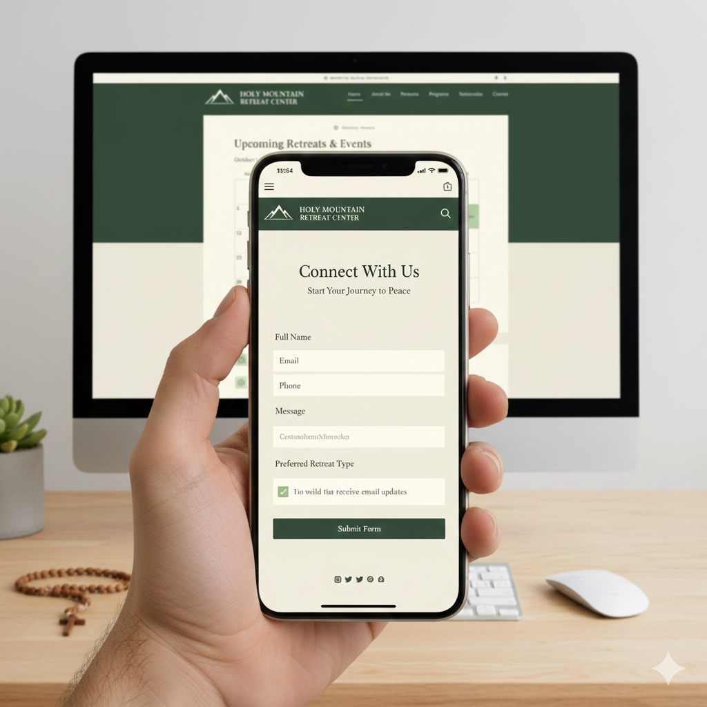 Mobile view of the retreat inquiry form