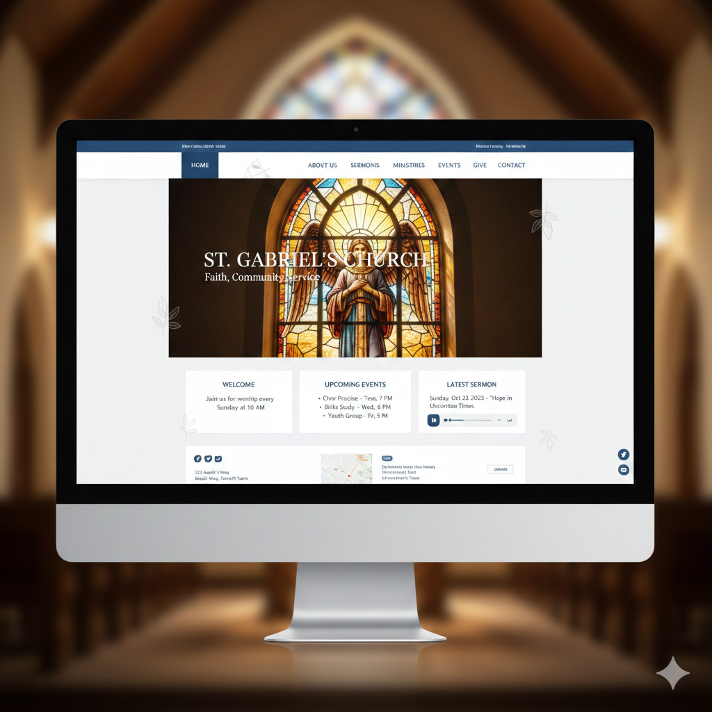 St. Gabriel Catholic Parish website homepage redesigned by Halo Forge Studio
